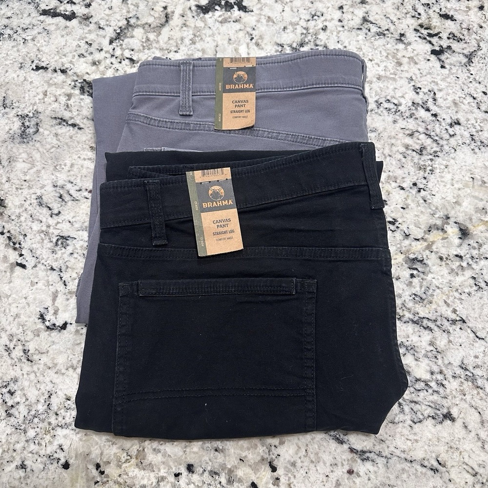 NWT Lot Of 2 Brahma Canvas Carpenter Pants Mens 40x32 Straight Leg Comfort